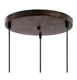 Round ceiling plate installed with multiple hanging suspension cords shown from a bottom angle for pendant light arrangement reference.