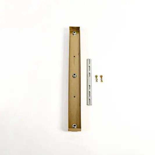 Ceiling plate component in metal finish displayed on white background with mounting slots screws and clean rectangular design for pendant installation.
