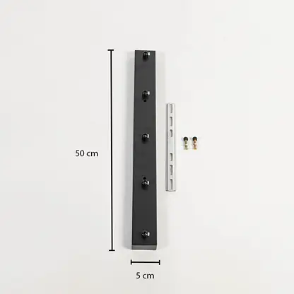 Pendant light dimension image showing ceiling plate length 50 cm width 5 cm adjustable wire drop individual pendant spacing and overall vertical proportions clearly.