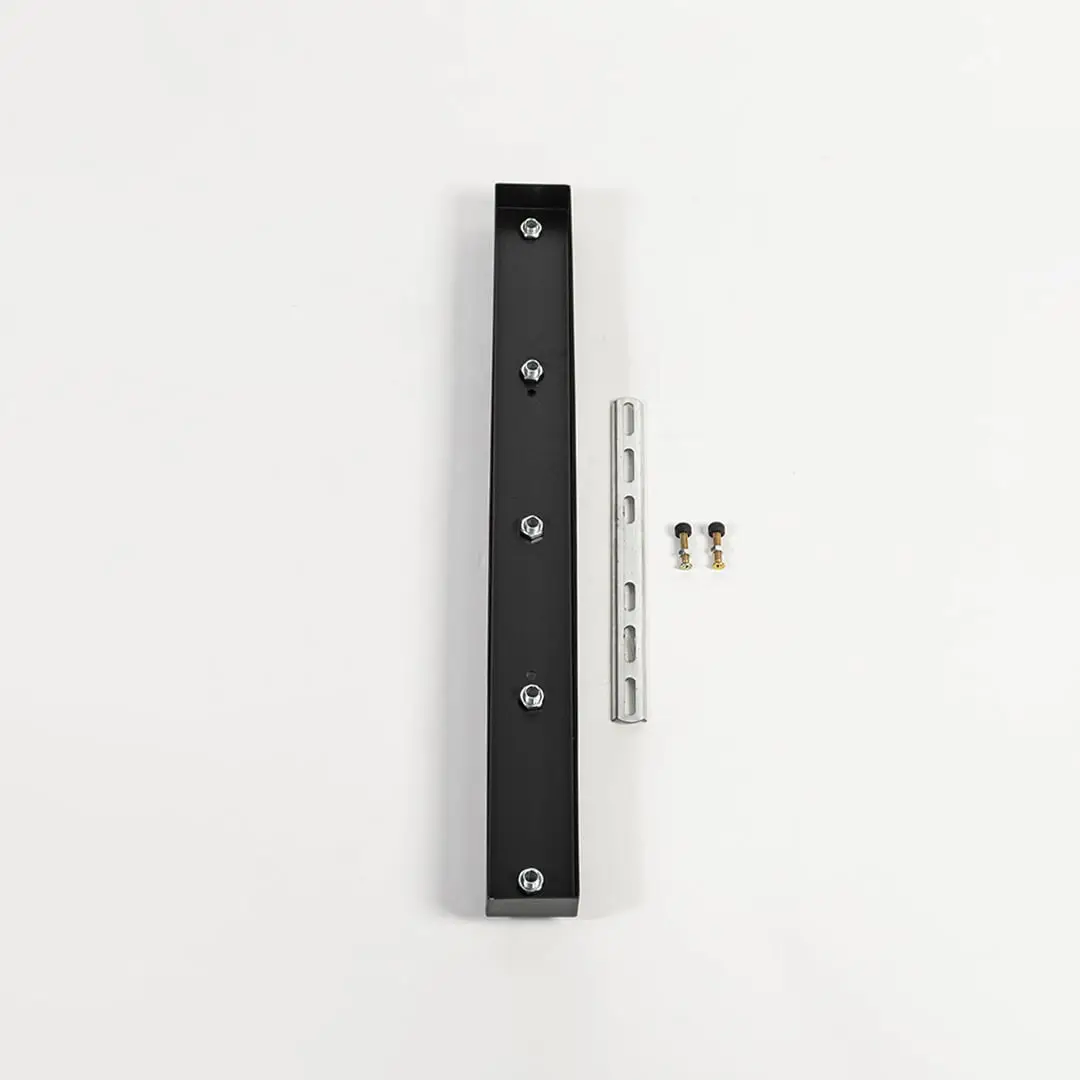 Ceiling plate shown on white background with mounting hardware highlighting slim metal profile screw points and compatibility with pendant lighting systems.