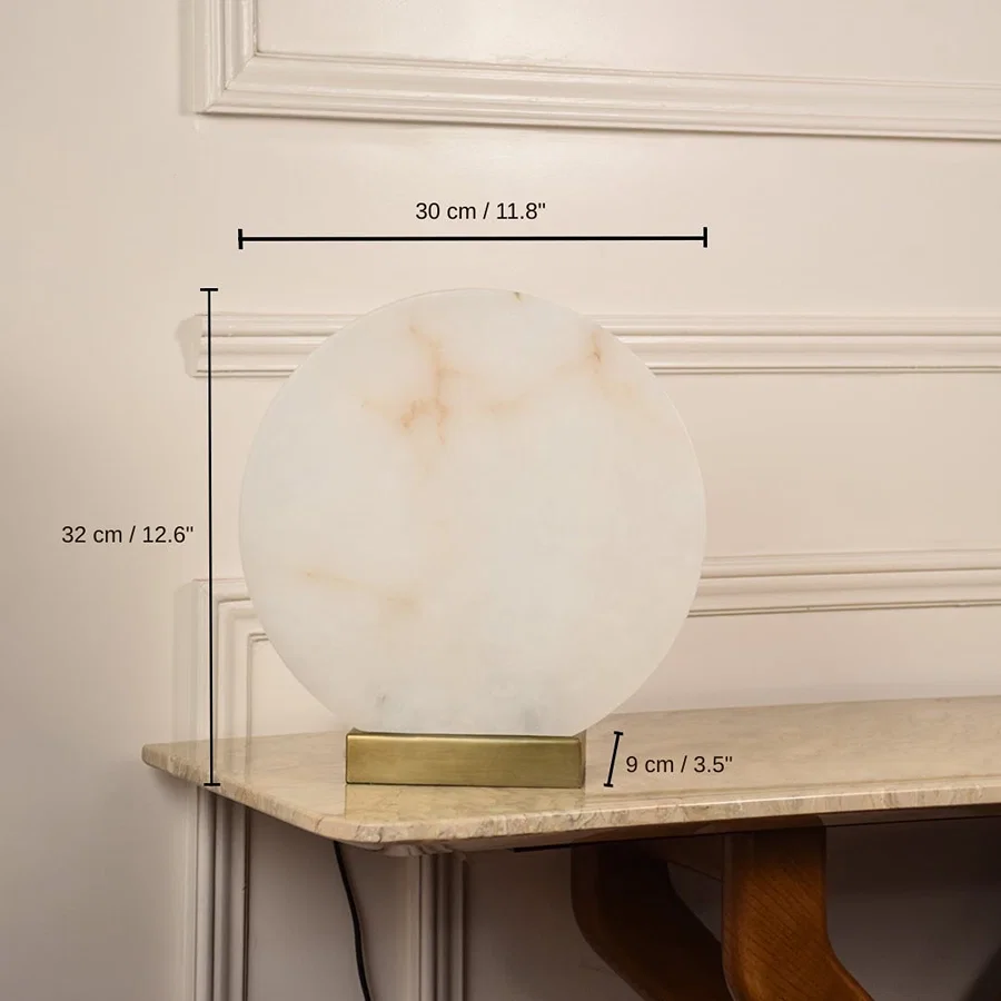 Designer marble table lamp, 32 x 30 x 9 cm (12.6 x 11.8 x 3.5 inches) dimensions