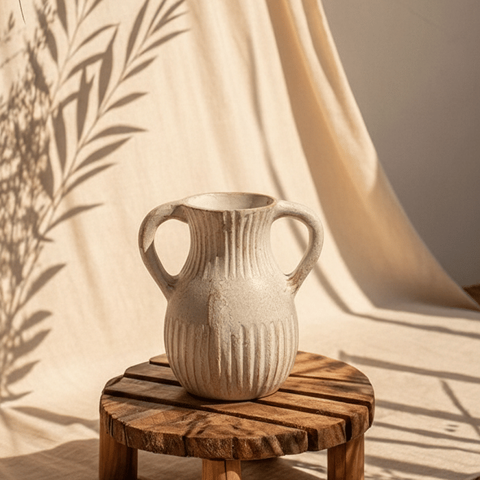 Binx Rustic Terracotta Vase - Ivory