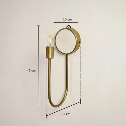 Marble gold wall light with 45 cm height 15 cm width and 22 cm depth for modern decor styling spaces.