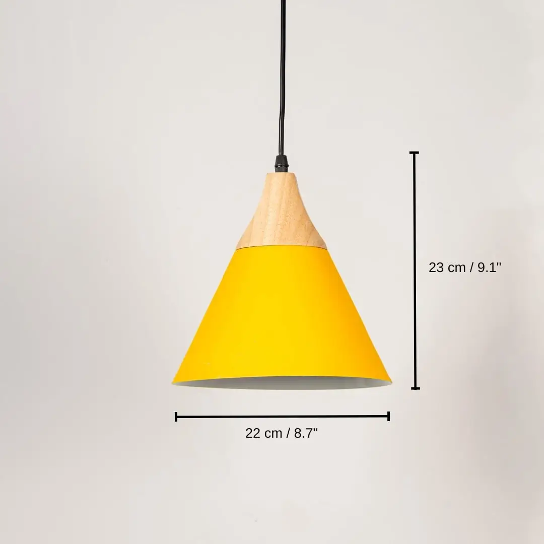 Yellow metal pendant light, 23 x 22 x 22 cm (9.1 x 8.7 x 8.7 inches) dimensions