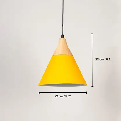 Yellow metal pendant light, 23 x 22 x 22 cm (9.1 x 8.7 x 8.7 inches) dimensions