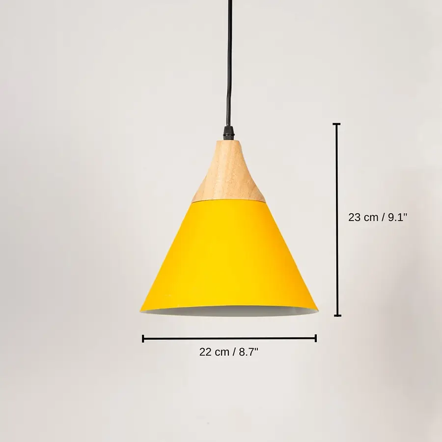 Yellow metal pendant light, 23 x 22 x 22 cm (9.1 x 8.7 x 8.7 inches) dimensions