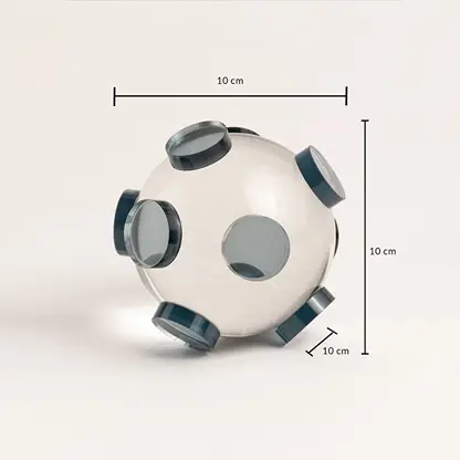 Glass orb decor with grey accents shown in 10 cm dimension for accurate size reference and styling ideas.