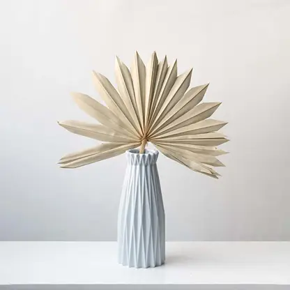 Beige dried palm leaf styled in a warm natural home setup adding soft earthy texture to modern interior decor.