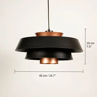 Designer black and copper color pendant light, 19 x 40 x 40 cm (7.5 x 15.7 x 15.7 inches) dimensions
