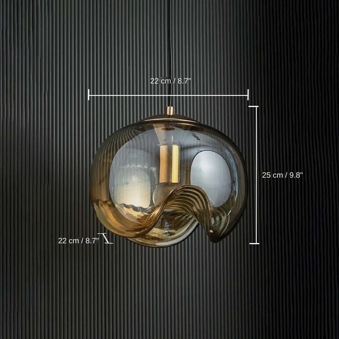 Flower Glass Hanging Pendant Lamp, 25 x 22 x 22 cm (9.8 x 8.7 x 8.7 inches) dimensions