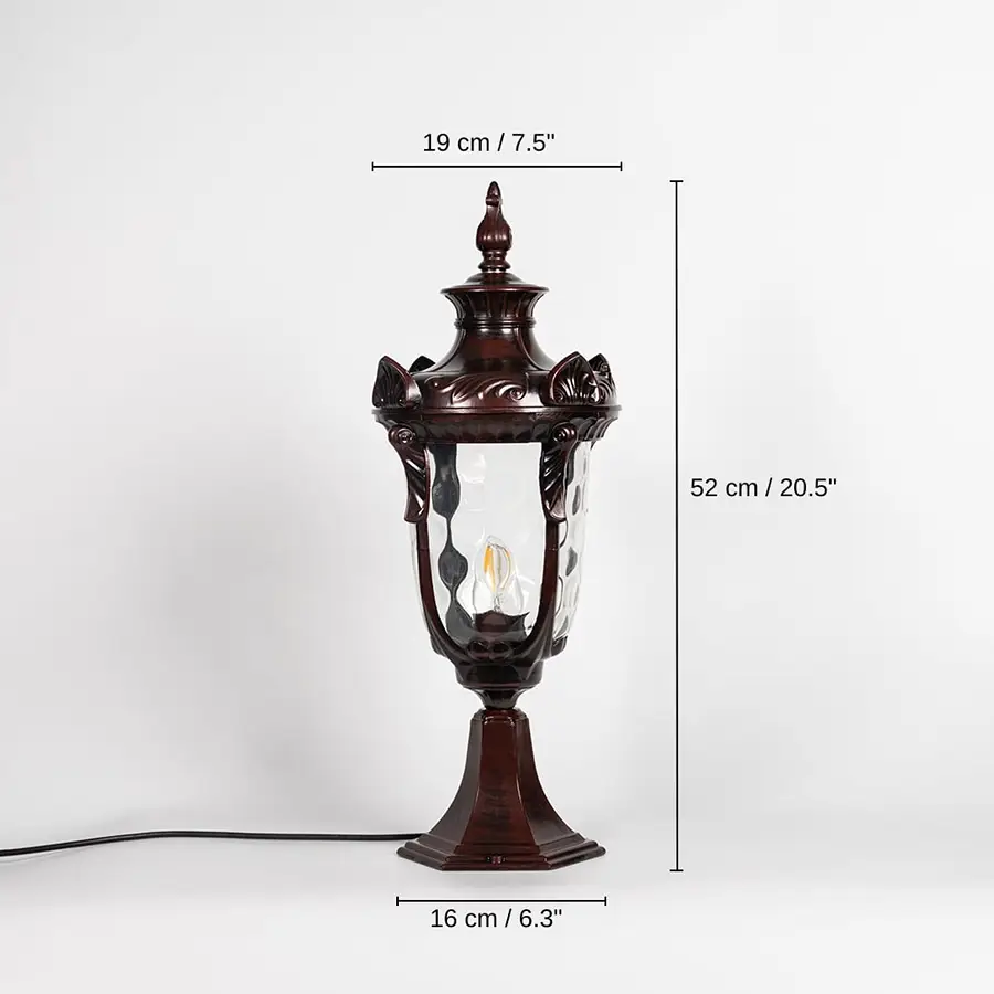 France Outdoor Gate Light - Large, 52 x 19 x 16 cm (20.5 x 7.5 x 6.3 inches) dimensions
