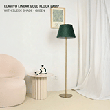 Klaviyo Linear Gold Floor Lamp with Suede Shade - Green