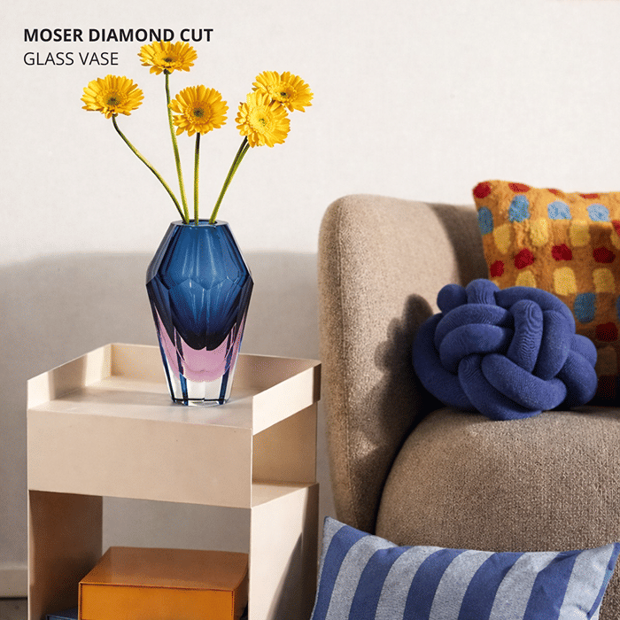 Moser Diamond Cut Glass Vase