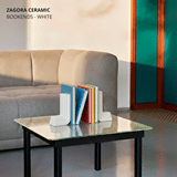 Zagora Ceramic Bookends - White