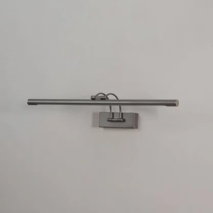 Metal wall picture light displayed on white background with adjustable bar for clean home decor.
