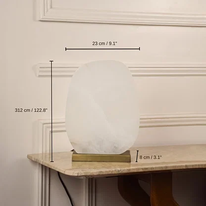 Table lamp with white glass globe and gold metal base, 31 x 23 x 8 cm (12.2 x 9.1 x 3.1 inches) dimensions
