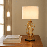 Labyrint Polished Gold Table Lamp - Drum Shade