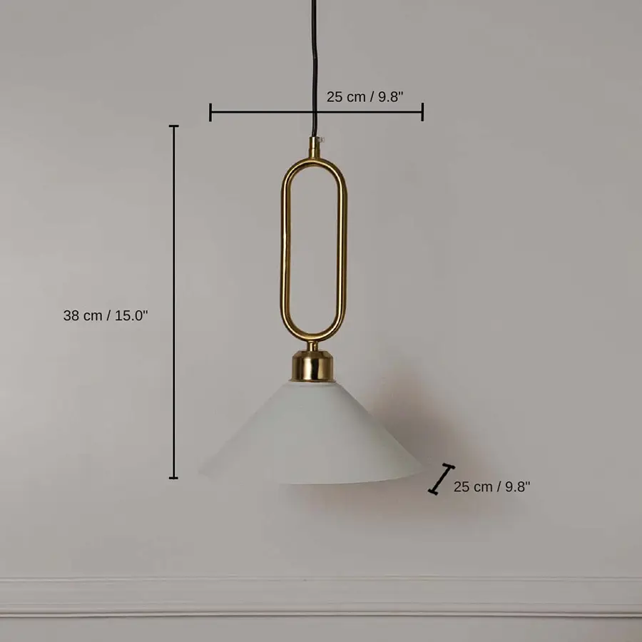 Macaron Pyramid Pendant Lamp - White, 38 x 25 x 25 cm (15.0 x 9.8 x 9.8 inches) dimensions