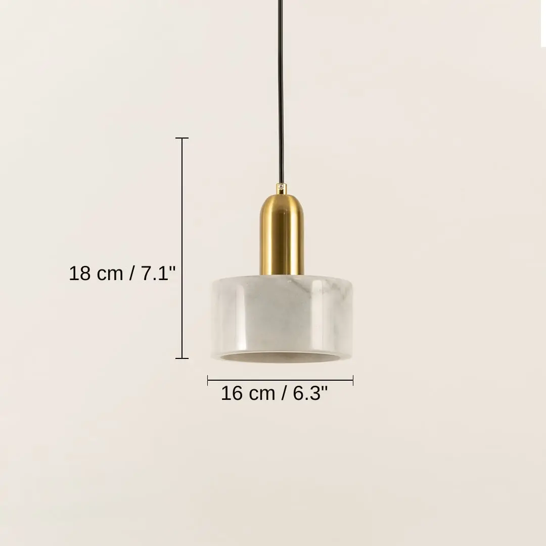 Marble Pendant Light - White, 18 x 16 x 16 cm (7.1 x 6.3 x 6.3 inches) dimensions