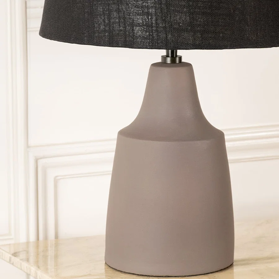 Taupe ceramic table lamp base with matte finish showcasing contemporary design and refined decorative appeal.