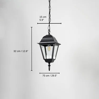 Outdoor hanging lantern light, 32 x 7 x 15 cm (12.6 x 2.8 x 5.9 inches) dimensions