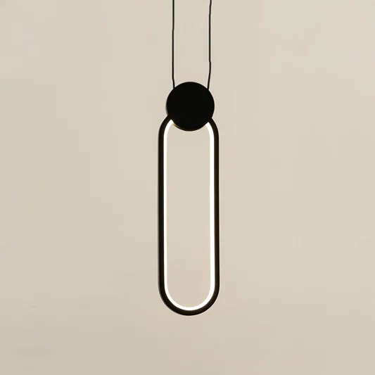 Modern black metal ring pendant light with sleek geometric styling designed for elegant interiors.