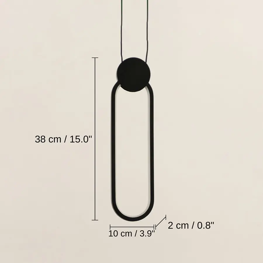 Minimalistic Pendant Light - Long, 38 x 10 x 2 cm (15.0 x 3.9 x 0.8 inches) dimensions