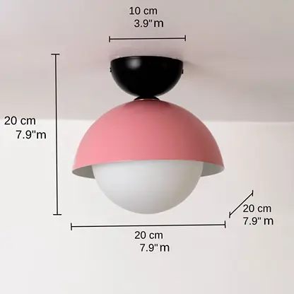 Nordic Macaroon Ceiling Light - Black & Pink, base 20 x 20 x 20 cm (7.9 x 7.9 x 7.9 inches), canopy 10 x 10 cm (3.9 x 3.9 inches) dimensions