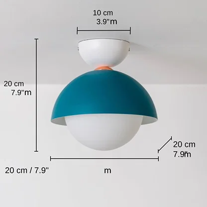 Nordic Macaroon Ceiling Light - White & Blue, base 20 x 20 x 20 cm (7.9 x 7.9 x 7.9 inches), canopy 10 x 10 cm (3.9 x 3.9 inches) dimensions