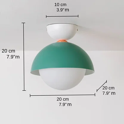 Nordic Macaroon Ceiling Light - White & Green, base 20 x 20 x 20 cm (7.9 x 7.9 x 7.9 inches), canopy 10 x 10 cm (3.9 x 3.9 inches) dimensions