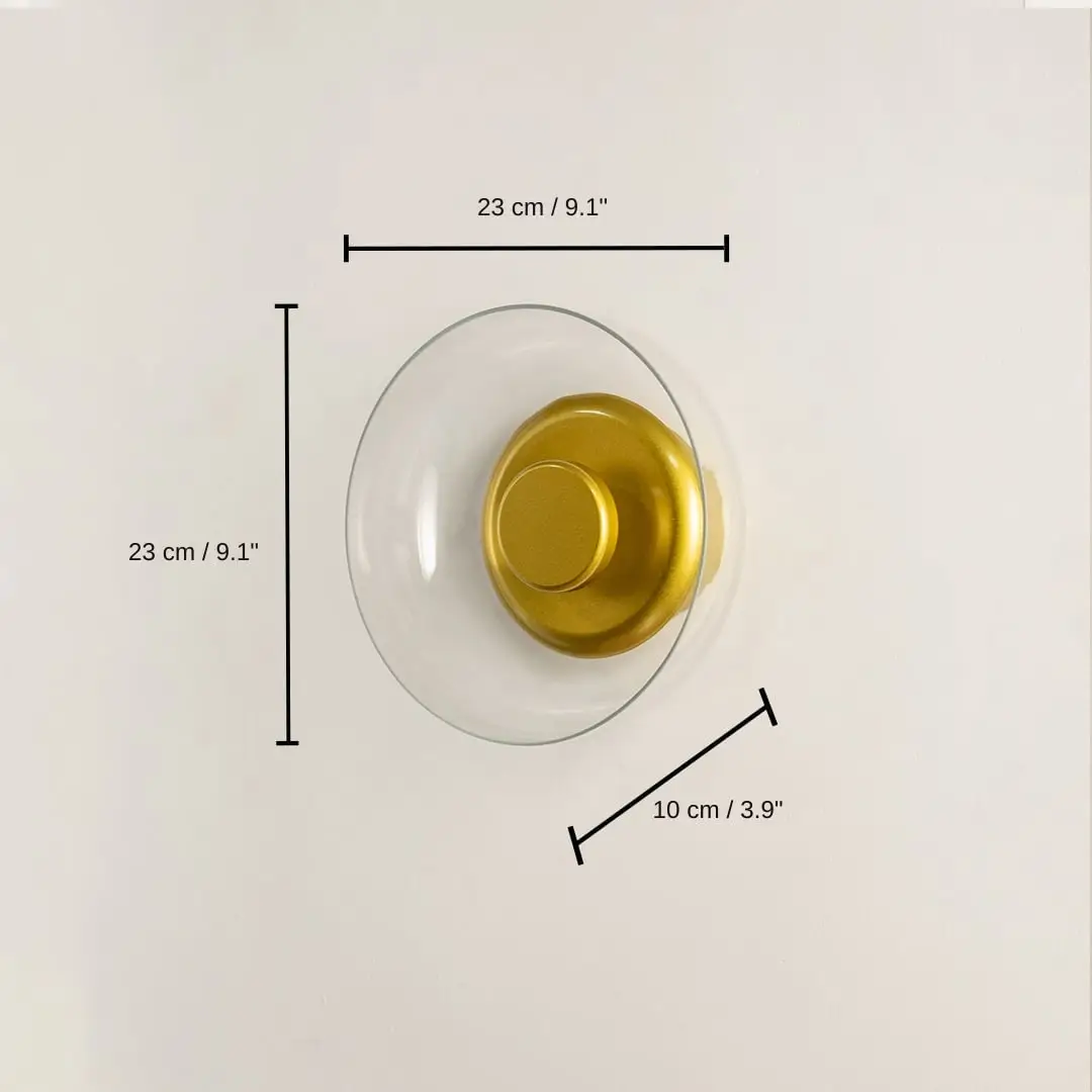 Oklak Gold & Clear Wall Light, 23 x 23 x 13 cm (9.1 x 9.1 x 5.1 inches) dimensions