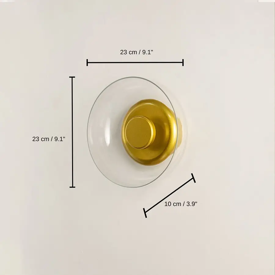 Oklak Gold & Clear Wall Light, 23 x 23 x 13 cm (9.1 x 9.1 x 5.1 inches) dimensions