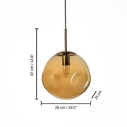 Postmodern Amber Crystal Glass Pendant Light, 37 x 25 x 26 cm (14.6 x 9.8 x 10.2 inches) dimensions