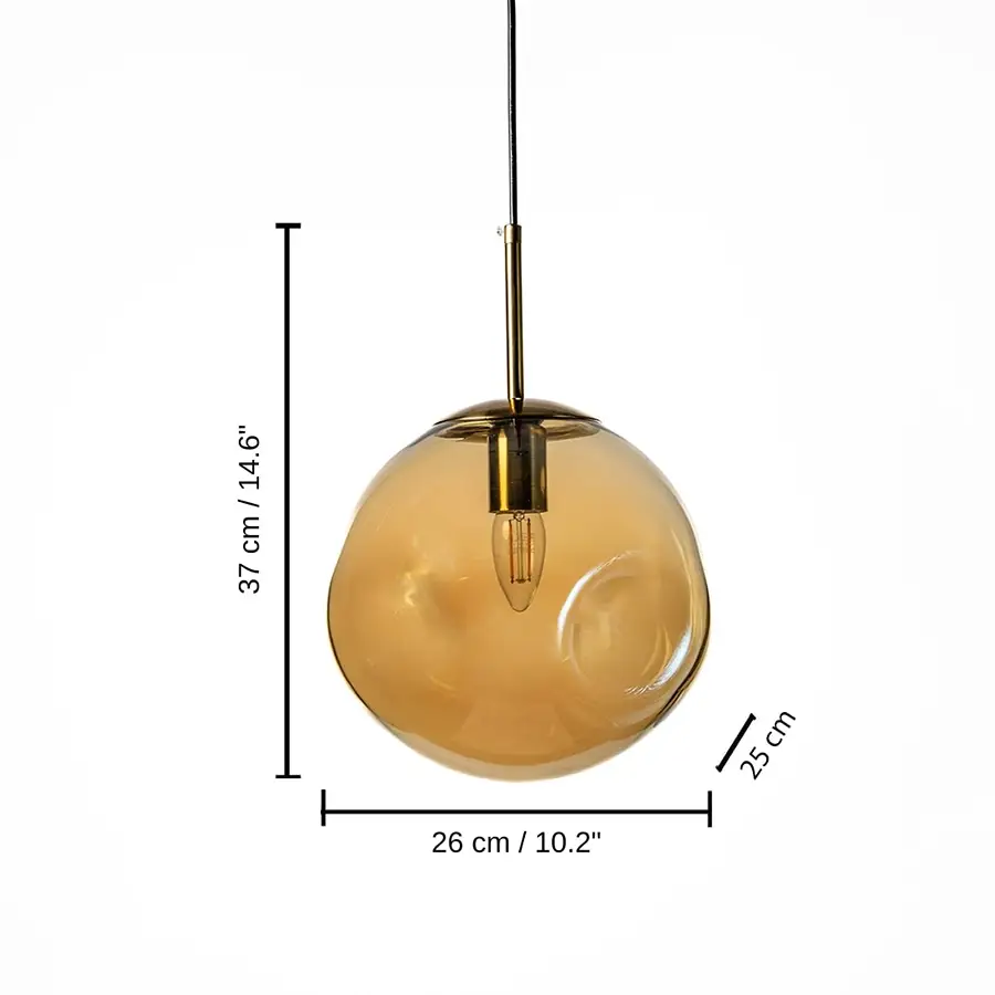 Postmodern Amber Crystal Glass Pendant Light, 37 x 25 x 26 cm (14.6 x 9.8 x 10.2 inches) dimensions