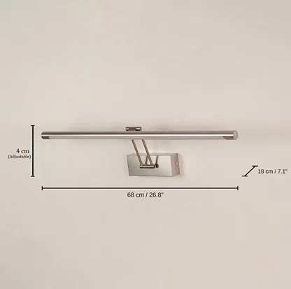 Roman Picture Light - Satin Nickel, base 4 x 68 x 18 cm (1.6 x 26.8 x 7.1 inches), canopy 16 x 6 cm (6.3 x 2.4 inches) dimensions