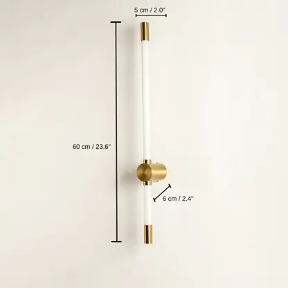 Gold metal and frosted glass modern vertical linear wall sconce lighting fixture, 6 x 5 x 60 cm (2.4 x 2.0 x 23.6 inches) dimensions