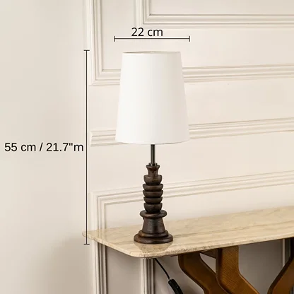 Tucasa Table Lamp - White Shade, 55 x 22 x 22 cm (21.7 x 8.7 x 8.7 inches) dimensions