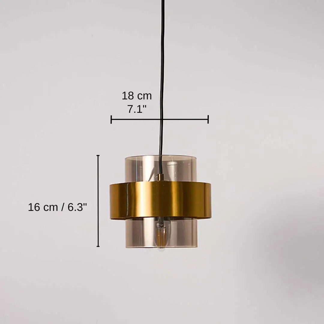 Clear glass and brass pendant light, 16 x 18 x 18 cm (6.3 x 7.1 x 7.1 inches) dimensions
