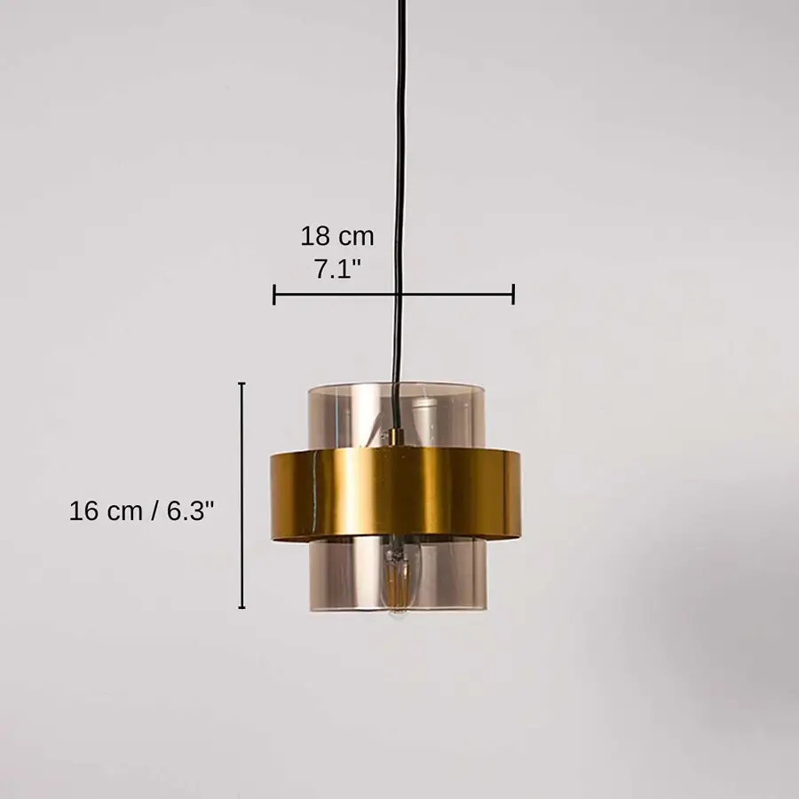 Clear glass and brass pendant light, 16 x 18 x 18 cm (6.3 x 7.1 x 7.1 inches) dimensions