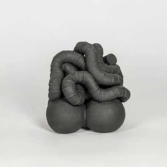 Black ceramic abstract decor sculpture modern decorative showpiece for table console shelf home decor styling.