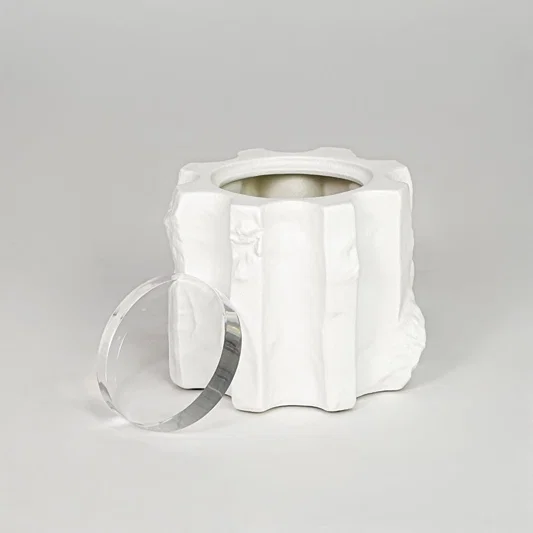Modern white decorative flower vase isolated clean background stylish ceramic vase for home decor display.