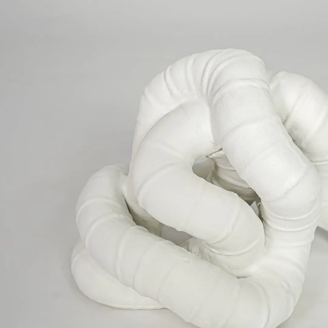 White ceramic abstract decor sculpture modern decorative showpiece for table console shelf living room decor styling.