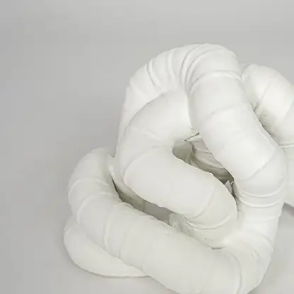 White ceramic abstract decor sculpture modern decorative showpiece for table console shelf living room decor styling.