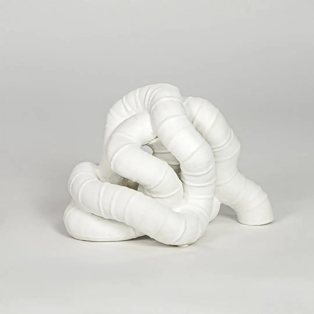 White ceramic abstract decor sculpture modern decorative showpiece for table console shelf living room decor styling.