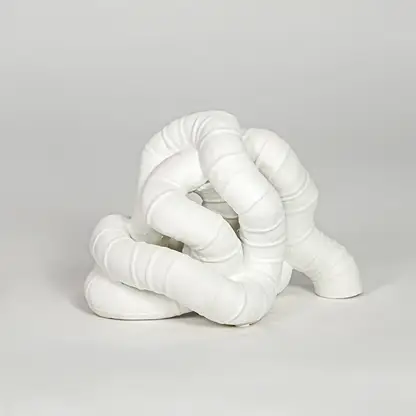 White ceramic abstract decor sculpture modern decorative showpiece for table console shelf living room decor styling.