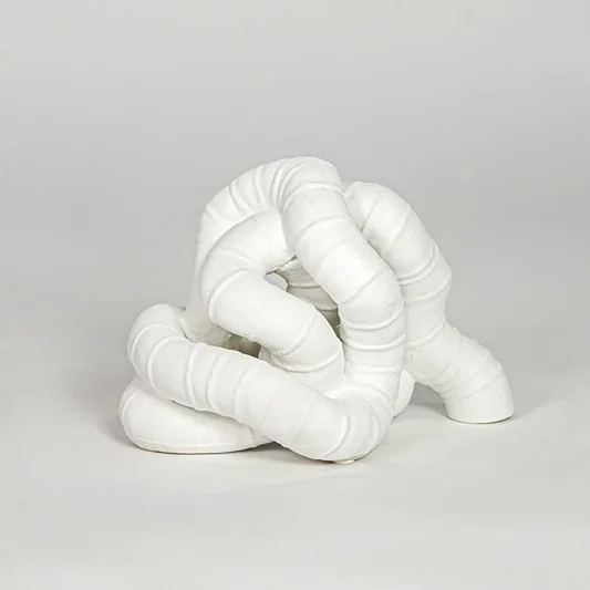 White ceramic abstract decor sculpture modern decorative showpiece for table console shelf living room decor styling.