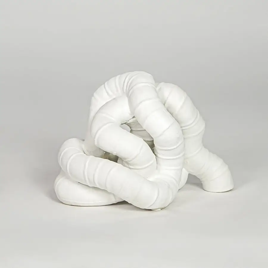 White ceramic abstract decor sculpture modern decorative showpiece for table console shelf living room decor styling.
