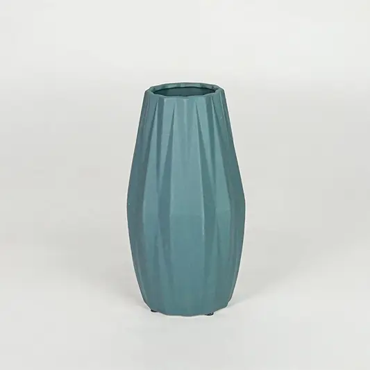 Modern green decorative flower vase isolated clean background stylish ceramic vase for home decor accent.