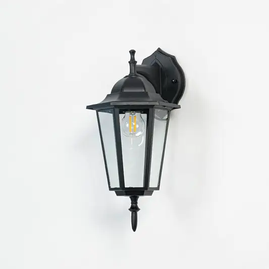 Unlit outdoor wall light in matte black finish displayed on white background highlighting smooth frame and crisp structure.