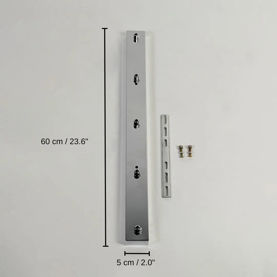 Silver metal ceiling mounting plate, 60 x 5 cm (23.6 x 2.0 inches) dimensions